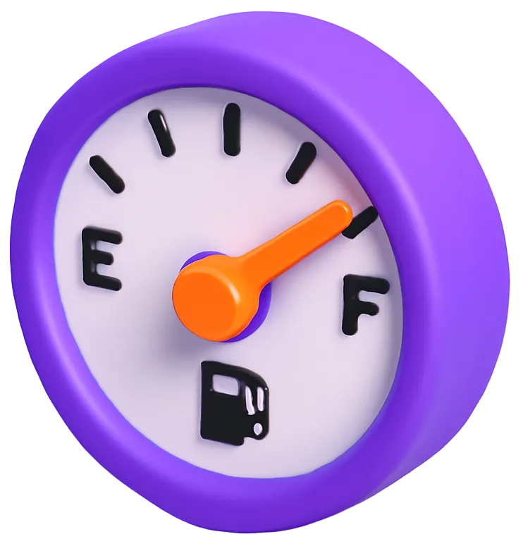 fuel guage with arrow on full