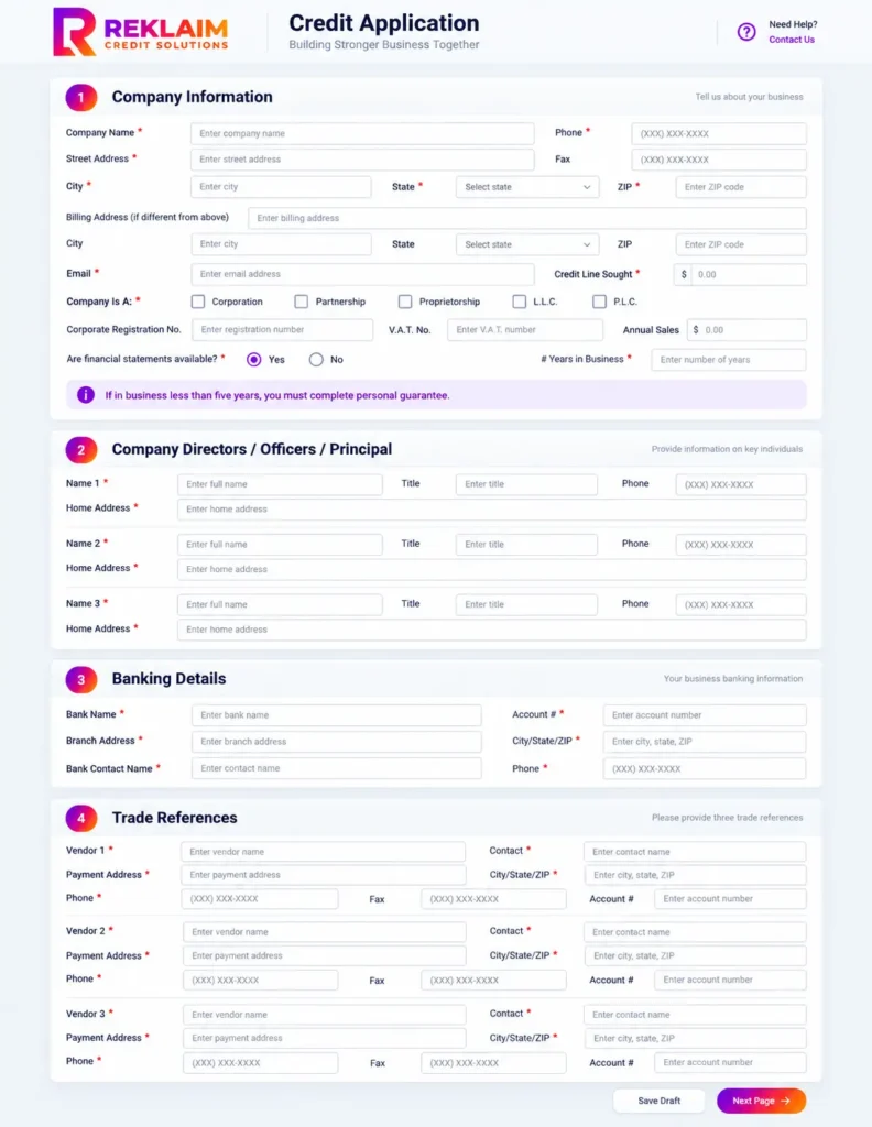 reklaim-credit-solutions-cannabis-credit-application-dashboard-screenshot